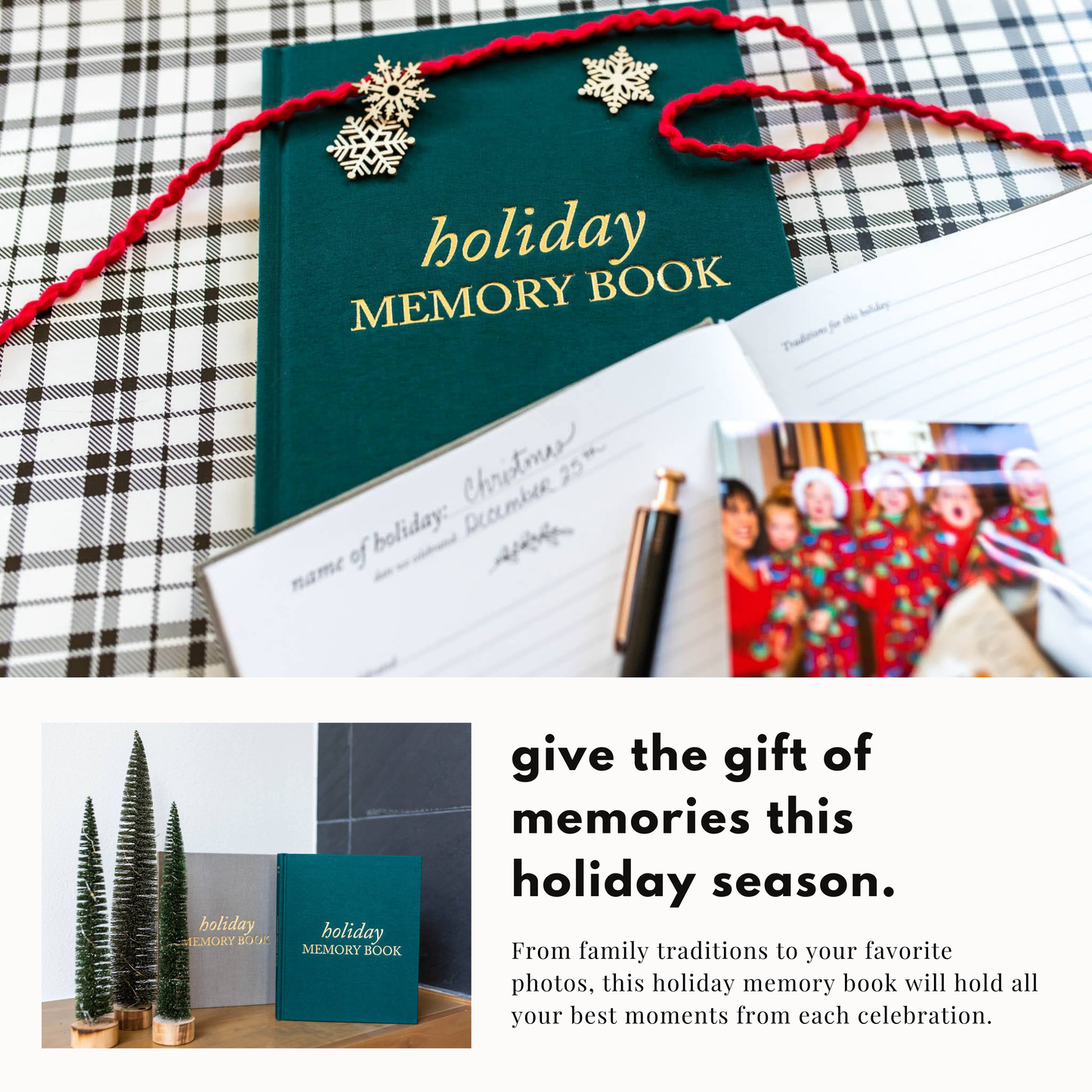 Holiday Memory Book & Family Keepsake | Memory Scrapbook: Taupe