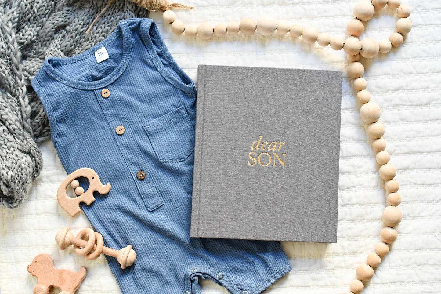 Dear Son Childhood Keepsake Book | Gift for Mom or Spouse: Cream