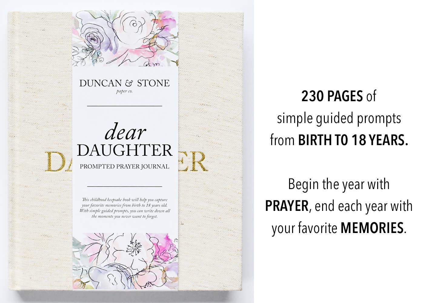 Dear Daughter Childhood Keepsake Book | Christmas Gift: Cream