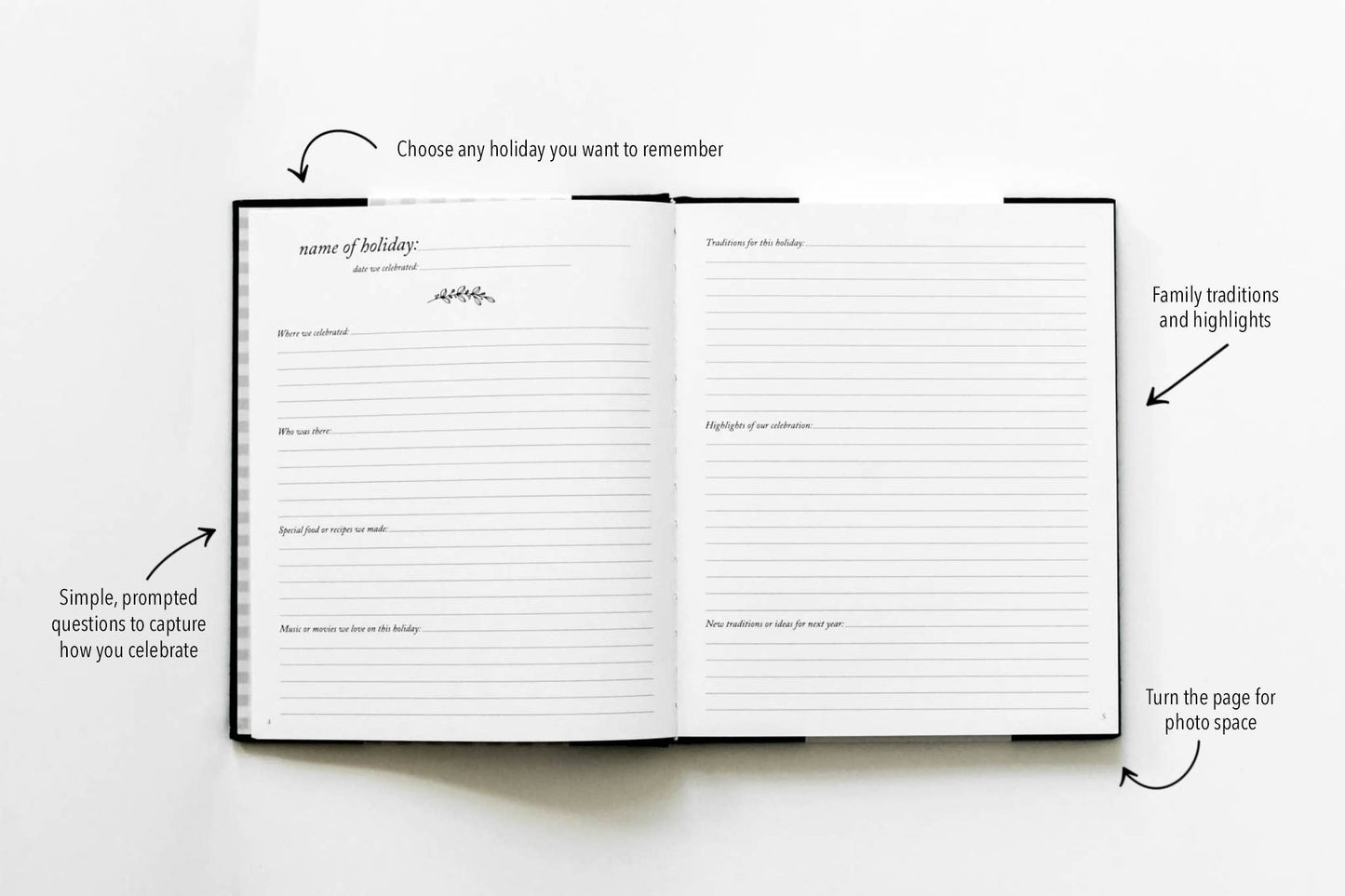 Holiday Memory Book & Family Keepsake | Memory Scrapbook: Taupe