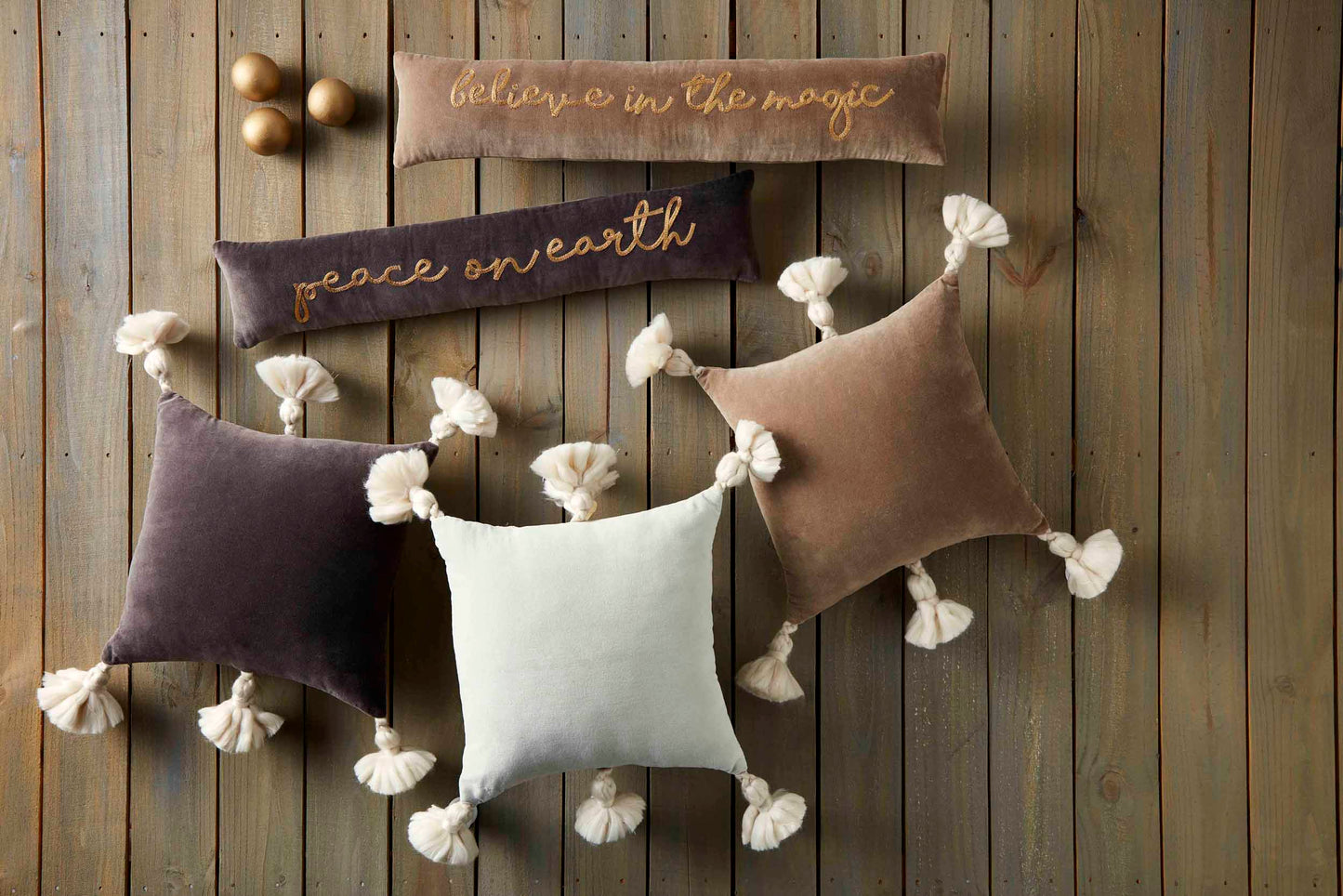 Dark Gray Tassel Velvet Pillow