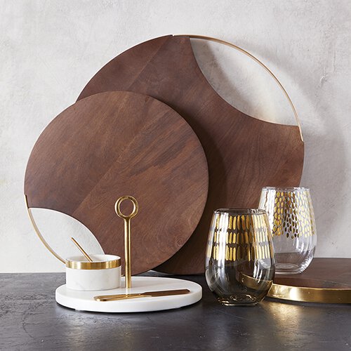 Wood + Brass Board - 12" Dia