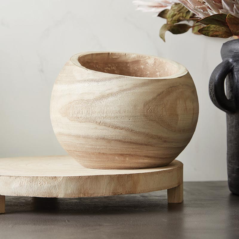 Natural Paulownia Asymmetrical Bowl
