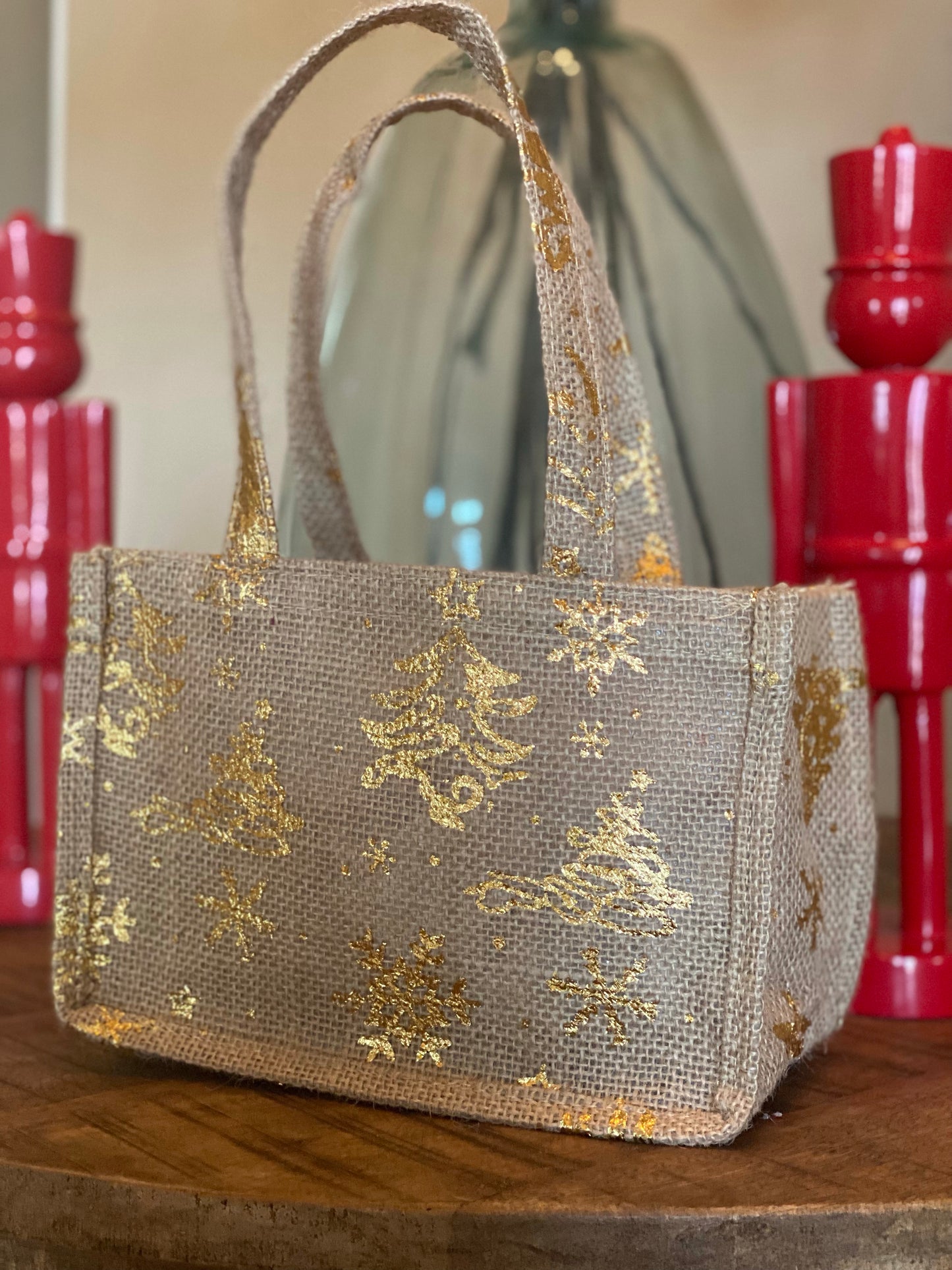 Glisten Snowflake Treat Bag Natural/Gold
