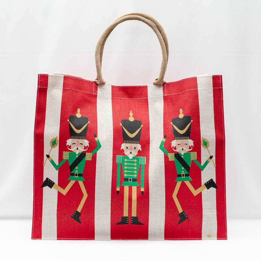 Dancing Nutcracker Stripe Carryall Tote Red/Green