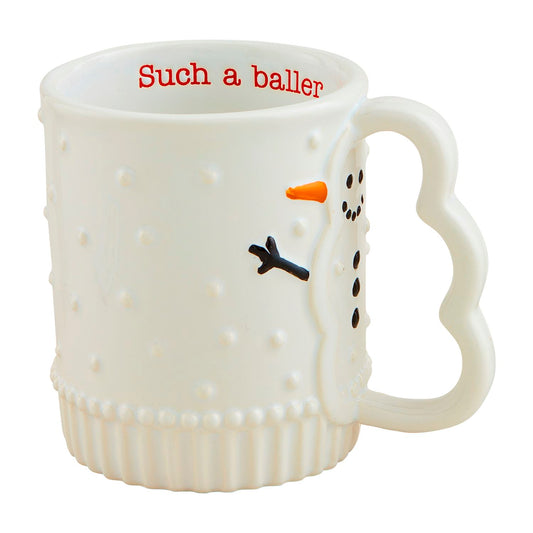 SNOWMAN FIGURAL HANDLE MUG
