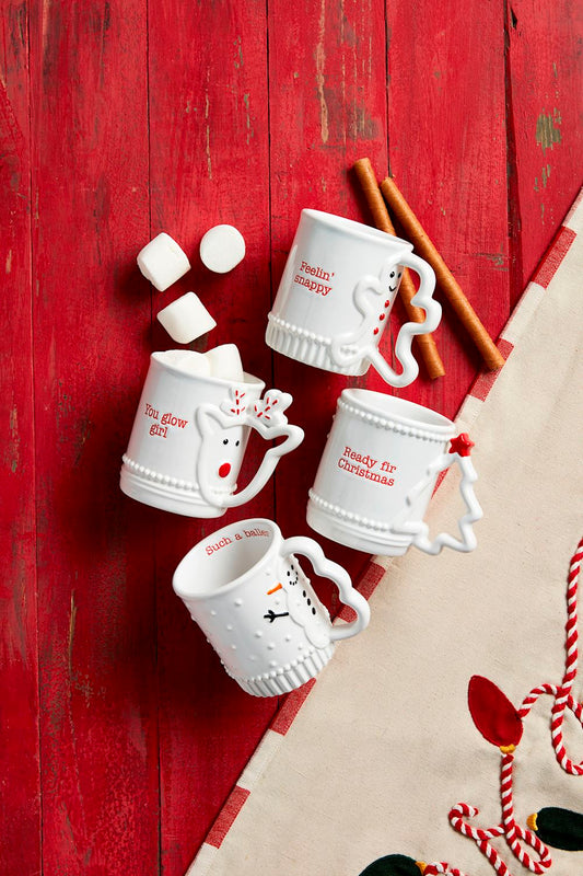 SNOWMAN FIGURAL HANDLE MUG