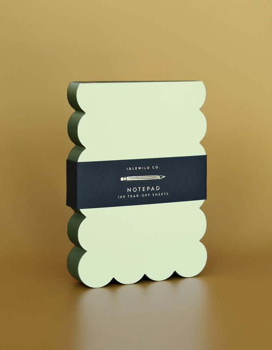 Scalloped Shaped Notepad | Chartreuse + Olive Edge