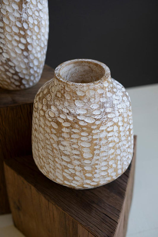 White Washed Wood Vase