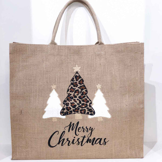 Leopard Christmas Tree Carryall Tote Natural/Black/Gold