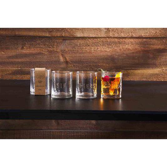 SIP EMBOSSED GLASS SET OF 2