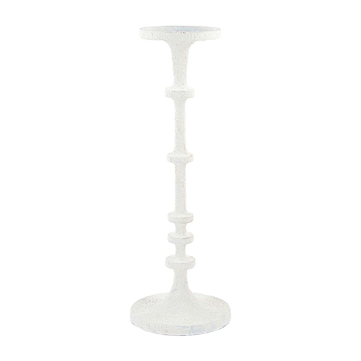 MEDIUM WHITE METAL CANDLESTICK