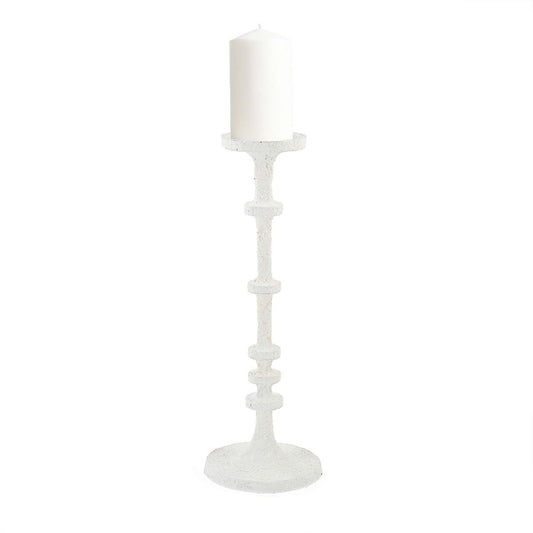 SMALL WHITE METAL CANDLESTICK