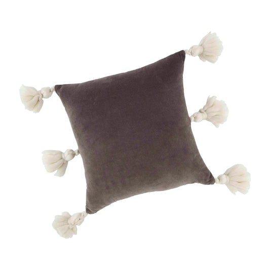 Dark Gray Tassel Velvet Pillow