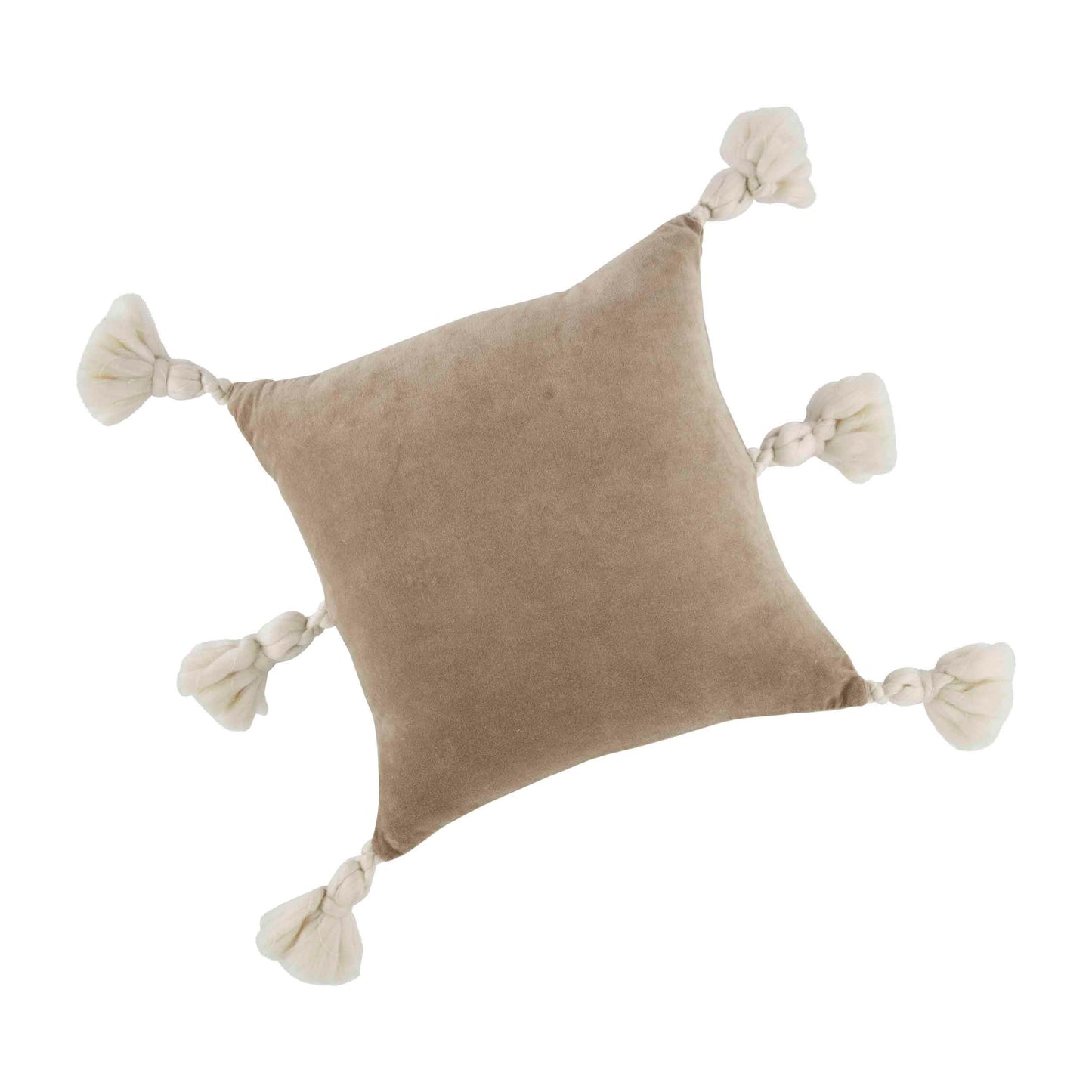 Taupe Tassel Velvet Pillow
