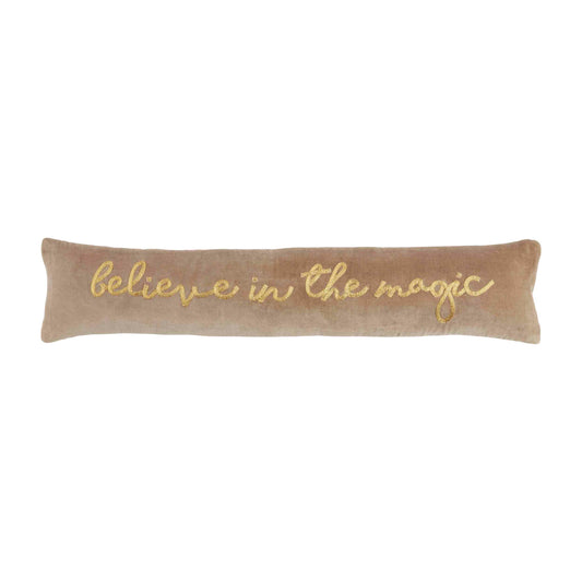 Taupe Holiday Skinny Velvet Pillow - Believe in the Magic