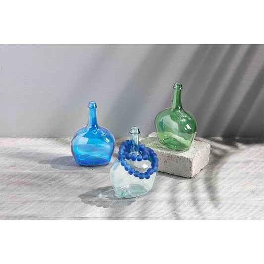 BOTTLENECK GLASS VASE - GREEN
