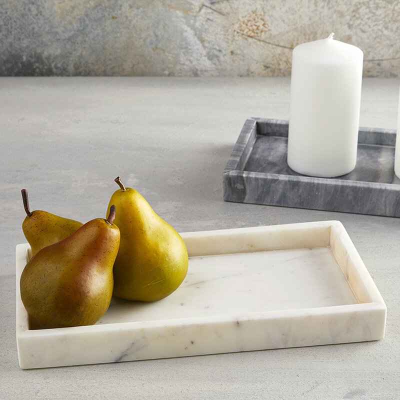 Rectangle Marble Tray - White