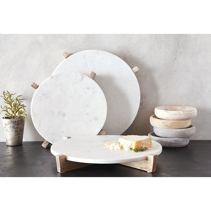Marble Tray + Mango Wood Stand - Natural