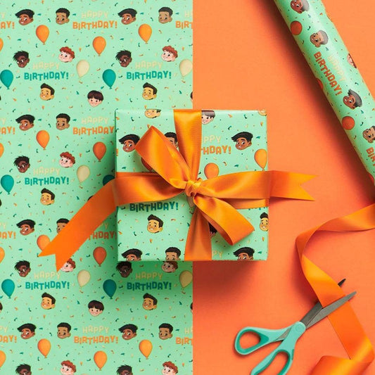 Happy Birthday Gift Wrap - Multicultural Boys