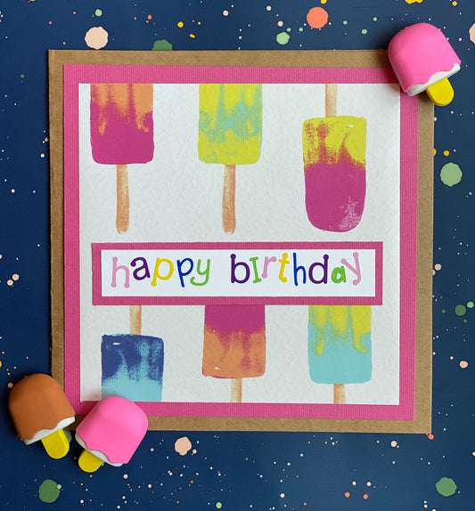 Handmade Popsicle Happy Birthday Card